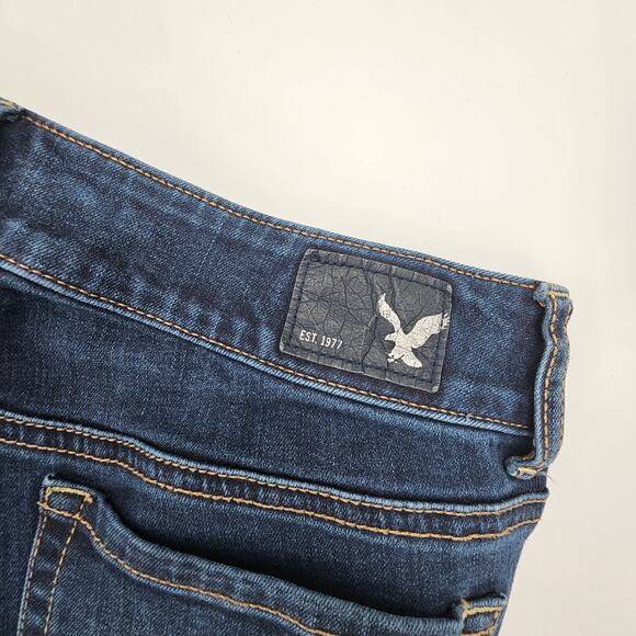 American Eagle Artist Jeans 8 Super Stretch Dark Wash Whisker Casual Preppy - Picture 4 of 11